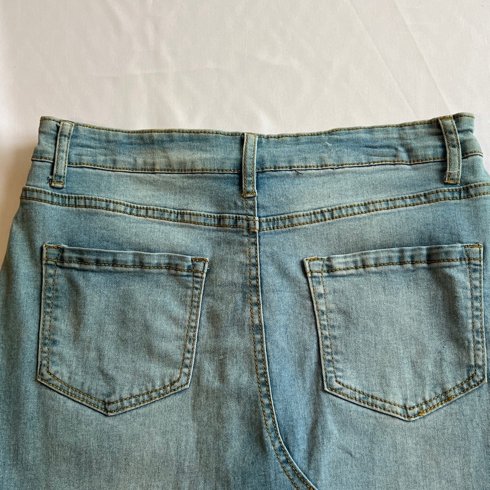Rhythm + Rose Women Classic Light Blue Denim Skirt with Front Button Slit Size 8 - Picture 12 of 15